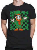 Officially Licensed St. Patrick's Day Lucky Leprechaun Checkerboard Design Men's T-shirt