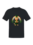 Officially Licensed St. Patrick's Day Lucky Cat with Rainbow Gold Men's T-shirt