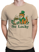 Officially Licensed St. Patrick's Day Lucky Cat with Shamrocks Pot Men's T-shirt