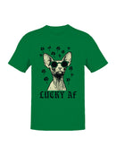 Officially Licensed St. Patrick's Day Lucky AF Sphynx Cat Design Men's T-shirt