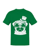 Officially Licensed St. Patrick's Day Pug with Hat and Shamrock Glasses Men's T-shirt