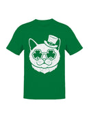Officially Licensed St. Patrick's Day Lucky Cat with Shamrocks and Hat Men's T-shirt