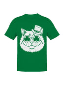 Officially Licensed St. Patrick's Day Lucky Cat with Shamrock Glasses Men's T-shirt