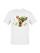 Officially Licensed St. Patrick's Day Festive Deer with Shamrock Hat Men's T-shirt
