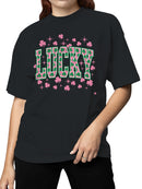 Officially Licensed St. Patrick's Day Lucky Clover Sparkle Design Women's T-shirt