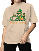 Officially Licensed St. Patrick's Day Pinch Proof Leprechaun Raccoon Design Women's T-shirt