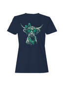 Officially Licensed St. Patrick's Day Stylish Highland Cow with Clover Shades Women's T-shirt