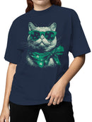 Officially Licensed St. Patrick's Day Shamrock Sunglass Cat Coolness Women's T-shirt