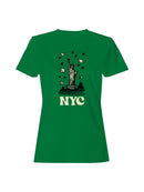 Officially Licensed St. Patrick's Day NYC Liberty and Floral Design Women's T-shirt