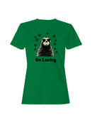 Officially Licensed St. Patrick's Day Lucky Sloth with Sunglasses Women's T-shirt