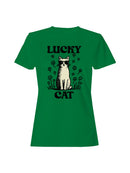 Officially Licensed St. Patrick's Day Lucky Cat in Shades Design Women's T-shirt