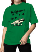 Officially Licensed St. Patrick's Day Axolotl "Drinkalotl" Design Women's T-shirt