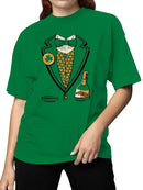 Officially Licensed St. Patrick's Day Whiskey & Shamrock Suit Design Women's T-shirt