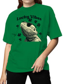 Officially Licensed St. Patrick's Day Cool Lizard Lucky Vibes Design Women's T-shirt