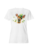 Officially Licensed St. Patrick's Day Festive Deer with Shamrock Hat Women's T-shirt