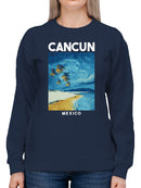 Cancun Van Gogh Style Beach Art Women's Sweatshirt