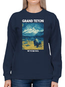 Starry Night Grand Teton Bison Women's Sweatshirt