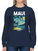 Maui Starry Night Beach Art Women's Sweatshirt