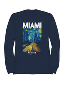 Miami Starry Night Skyline Art Women's Sweatshirt