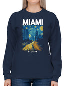 Miami Starry Night Skyline Art Women's Sweatshirt