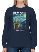Starry Night NYC Skyline Overlap Women's Sweatshirt