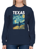 Texas Starry Night Cowboy Art Women's Sweatshirt
