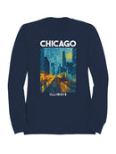 Chicago Starry Night Cityscape Art Women's Sweatshirt