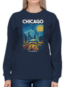 Chicago Starry Skyline Art Women's Sweatshirt
