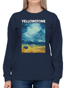 Starry Yellowstone Bison Night Women's Sweatshirt