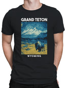 Starry Night Grand Teton Bison Men's T-shirt