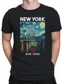 Starry Night NYC Skyline Overlap Men's T-shirt