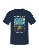 Starry Night NYC Skyline Overlap Men's T-shirt