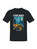 Chicago Starry Night Cityscape Art Men's T-shirt
