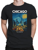 Chicago Starry Skyline Art Men's T-shirt