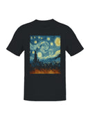 Starry Skyline Cityscape Art Men's T-shirt