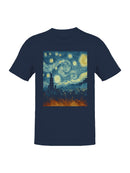 Starry Skyline Cityscape Art Men's T-shirt