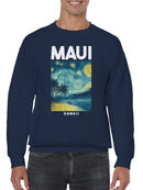 Maui Starry Night Beach Art Men's Sweatshirt