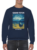 Starry Night Grand Teton Bison Men's Sweatshirt