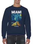 Miami Starry Night Skyline Art Men's Sweatshirt