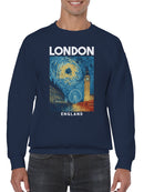 London Night Sky Art Print Men's Sweatshirt