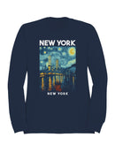 Starry Night NYC Skyline Overlap Men's Sweatshirt