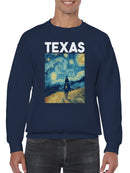Texas Starry Night Cowboy Art Men's Sweatshirt