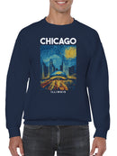 Chicago Starry Skyline Art Men's Sweatshirt