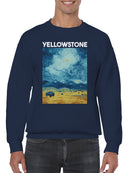 Starry Yellowstone Bison Night Men's Sweatshirt