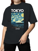 Starry Tokyo Night with Mount Fuji Women's T-shirt