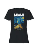 Miami Starry Night Skyline Art Women's T-shirt
