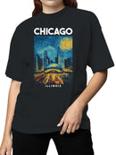 Chicago Starry Skyline Art Women's T-shirt