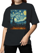 Starry Skyline Cityscape Art Women's T-shirt
