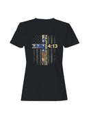 Philippians 4:13 Patriotic Cross Women's T-shirt