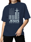 Jesus King of Kings Patriotic Cross Women's T-shirt